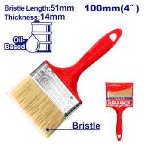 Paint Brush 4" Width, Oil-Based Paint, 51mm Bristle, Plastic Handle